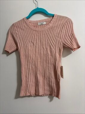 NWT Thinkable Pink Ribbed Short-Sleeve Knit Tee